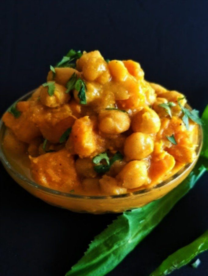 curry channa and sweet potatoes