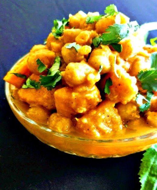 curry channa and sweet potatoes